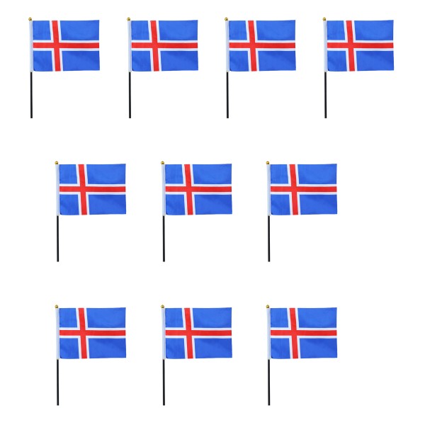 Mini Handfahnen 10 Stück Set &quot;Island&quot; Iceland EM WM Flaggen Fanartikel
