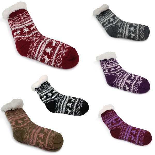 12 Pairs Sortiment Socks &quot;Christmas Tree&quot; Teddy Fur Anti Slide Winter