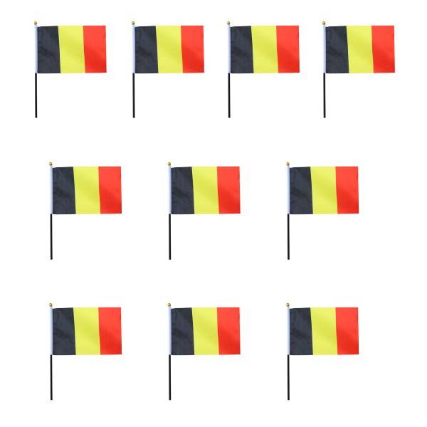 Mini Handfahnen 10 Stück Set &quot;Belgien&quot; Belgium EM WM Flaggen Fanartikel