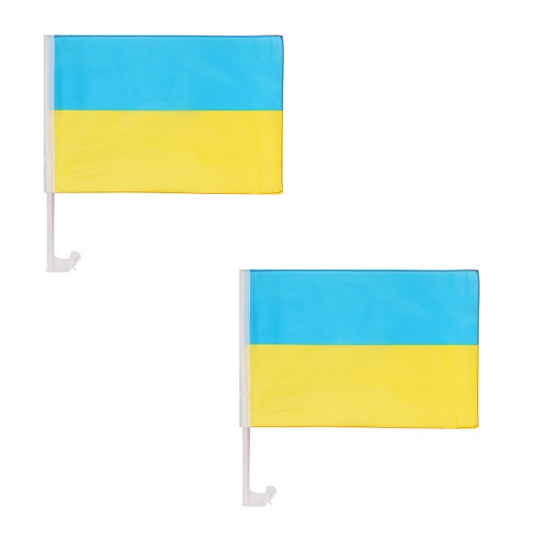 2er SET Auto Flagge &quot;Ukraine&quot; Fußball EM Fahne Fan Fanset