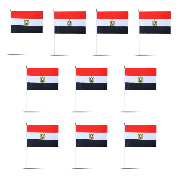 10er Set Fahne Flagge Winkfahne &quot;Ägypten&quot; Egypt Handfahne EM WM