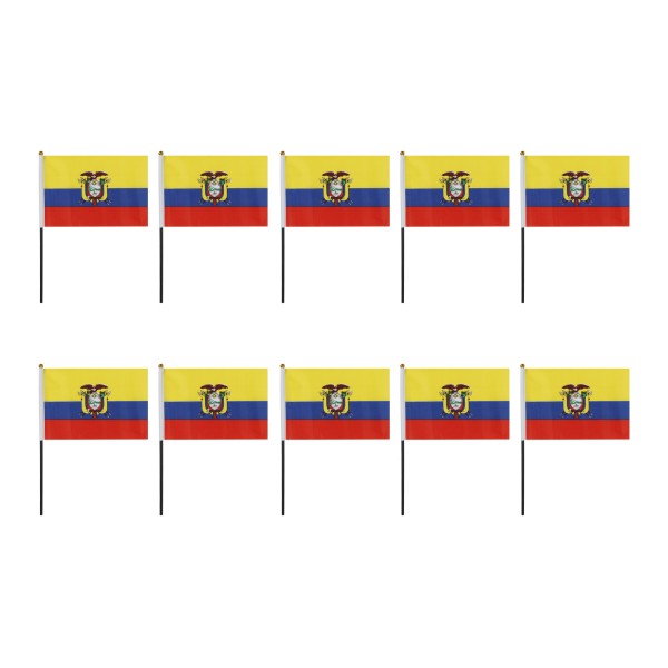 Mini Handfahnen 10 Stück Set &quot;Ecuador&quot; EM WM Flaggen Fanartikel