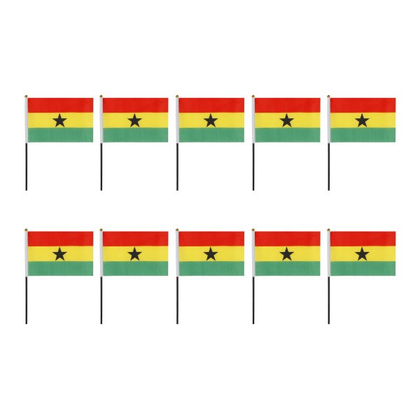Mini Handfahnen 10 Stück Set &quot;Ghana&quot; EM WM Flaggen Fanartikel