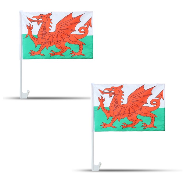 2er SET Auto Flagge &quot;Wales&quot; Fußball EM Fahne Fan Fanset