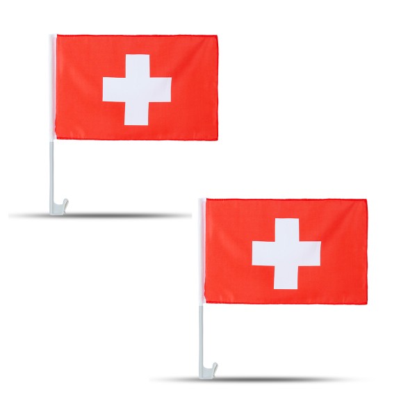 2er SET Auto Flagge &quot;Schweiz&quot; Fußball EM Fahne Fan Fanset