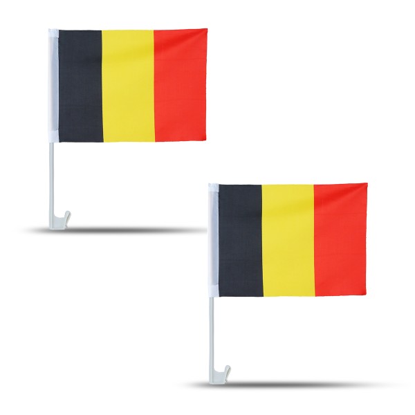 2er SET Auto Flagge &quot;Belgien&quot; Fußball EM Fahne Fan Fanset