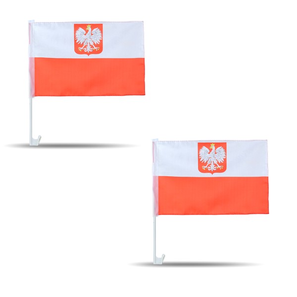 2er SET Auto Flagge &quot;Polen Adler&quot; Poland Polska Fußball EM Fahne Fan Fanset