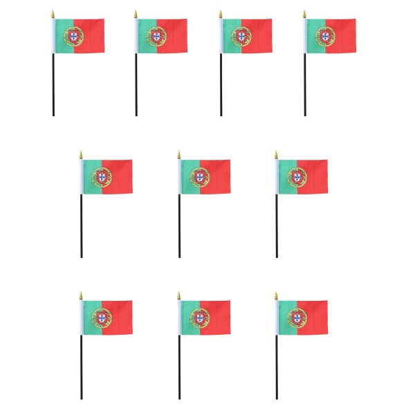Mini Handfahnen 10 Stück Set &quot;Portugal&quot; EM WM Flaggen Fanartikel