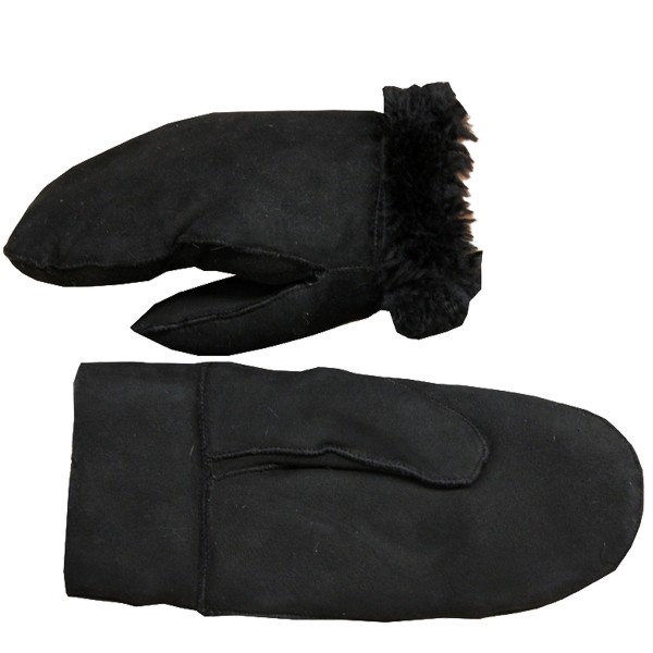 Mitten Leather Lambfur Gloves Ladies Gents Winter