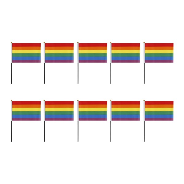 Mini Handfahnen 10 Stück Set &quot;Regenbogen&quot; Gender Pride Flaggen Fanartikel