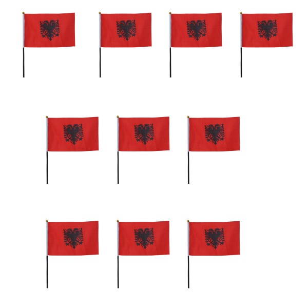 Mini Handfahnen 10 Stück Set &quot;Albanien&quot; Albania EM WM Flaggen Fanartikel