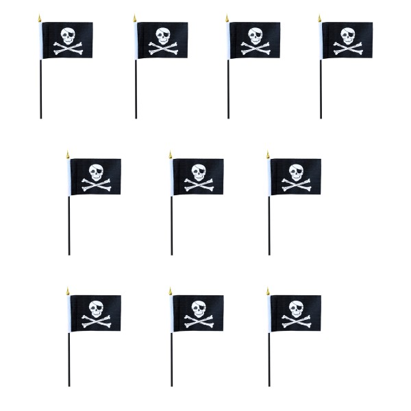 Mini Handfahnen 10 Stück Set &quot;Totenkopf&quot; Pirat Skull Knochen Flaggen Fanartikel