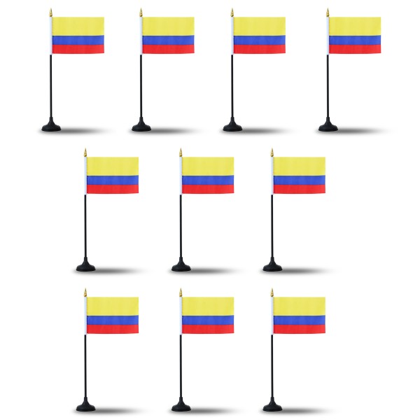 Mini Handfahnen mit Tischständer Fuß 10 Stück Set &quot;Kolumbien&quot; Colombia EM WM Flaggen Fanartikel