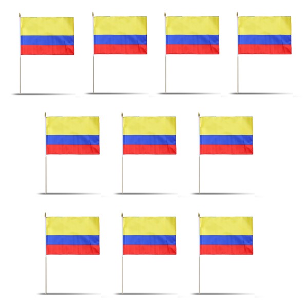 10er Set Fahne Flagge Winkfahne &quot;Kolumbien&quot; Colombia Handfahne EM WM