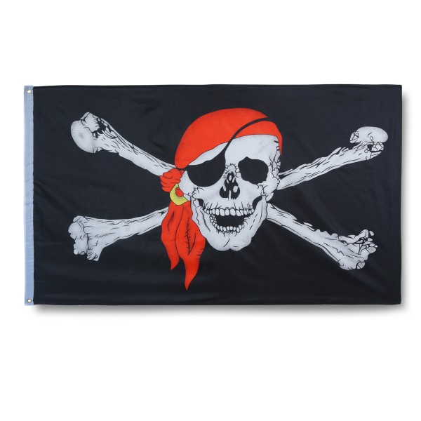 Pirat Totenkopf Kopftuch Pirate Skull Fahne Flagge 90 x 150 cm Fanartikel Hissfahne Ösen